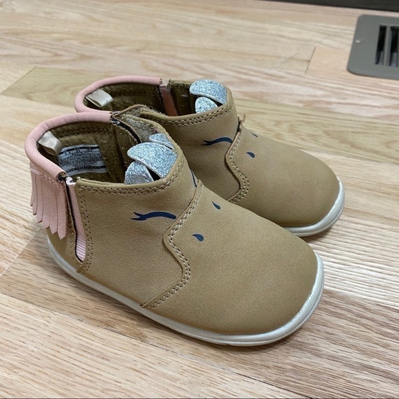 Carter’s Unicorn Ankle Boots Sz 5.5 Brown Girls Baby Brown Pink - Picture 1 of 8